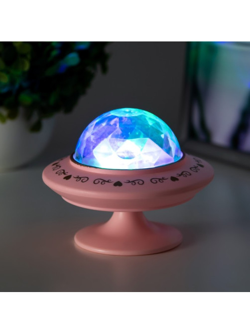Ночник-проектор «Фьюжн» LED 3хLR=44 диско, розовый 12×12×10 см RISALUX