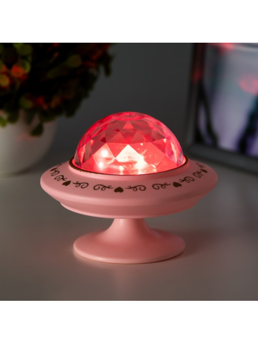 Ночник-проектор «Фьюжн» LED 3хLR=44 диско, розовый 12×12×10 см RISALUX