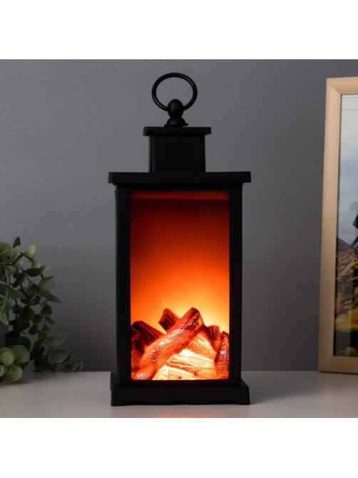 Ночник RISALUX «Камин», LED, 13×13×30 см, чёрный