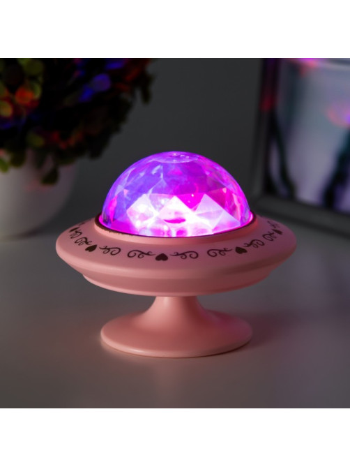 Ночник-проектор «Фьюжн» LED 3хLR=44 диско, розовый 12×12×10 см RISALUX