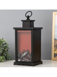 Ночник RISALUX «Камин», LED, 13×13×30 см, чёрный