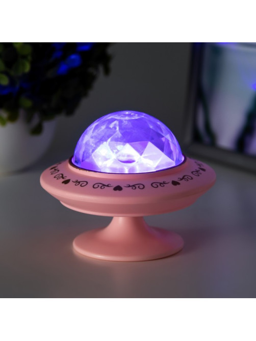 Ночник-проектор «Фьюжн» LED 3хLR=44 диско, розовый 12×12×10 см RISALUX
