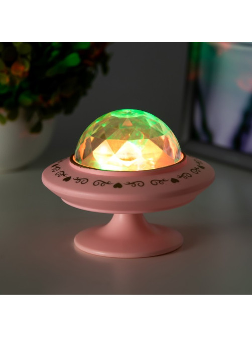 Ночник-проектор «Фьюжн» LED 3хLR=44 диско, розовый 12×12×10 см RISALUX