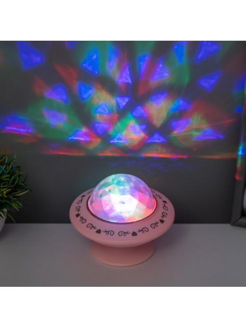 Ночник-проектор «Фьюжн» LED 3хLR=44 диско, розовый 12×12×10 см RISALUX