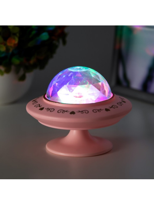 Ночник-проектор «Фьюжн» LED 3хLR=44 диско, розовый 12×12×10 см RISALUX