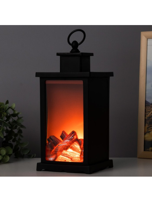 Ночник RISALUX «Камин», LED, 13×13×30 см, чёрный