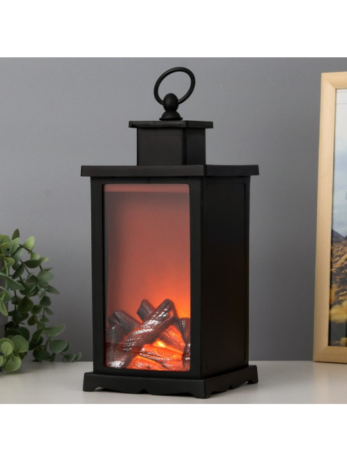 Ночник RISALUX «Камин», LED, 13×13×30 см, чёрный