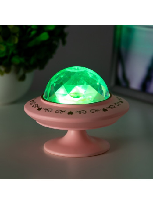 Ночник-проектор «Фьюжн» LED 3хLR=44 диско, розовый 12×12×10 см RISALUX