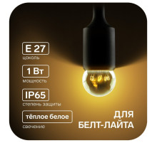 Лампа светодиодная, 6 LED, G45, Е27, 1 Вт, для белт-лайта, набор 10 шт., свечение тёплое белое