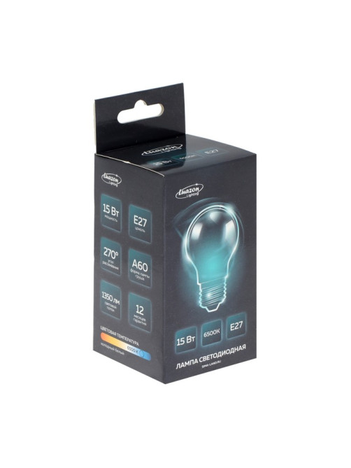 Лампа светодиодная Luazon Lighting, A60, 15 Вт, E27, 1350 Лм, 6500 К, свечение холодное белое