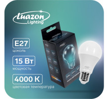 Лампа светодиодная Luazon Lighting, A60, 15 Вт, E27, 1350 Лм, 4000 К, свечение нейтральное белое