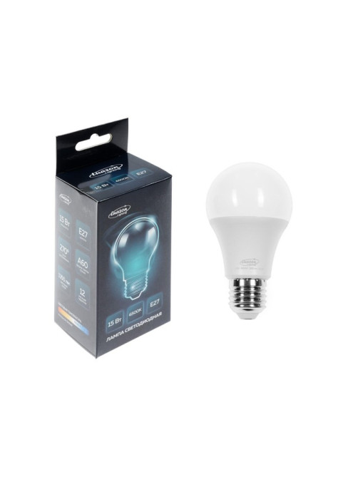 Лампа светодиодная Luazon Lighting, A60, 15 Вт, E27, 1350 Лм, 6500 К, свечение холодное белое