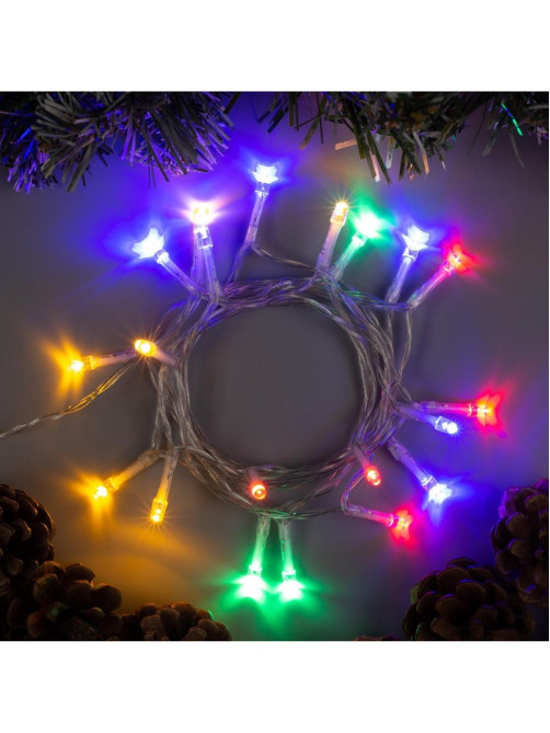 Гирлянда «Нить» 2 м, IP20, прозрачная нить, 20 LED, 2 режима, от батареек АА×3, свечение мульти