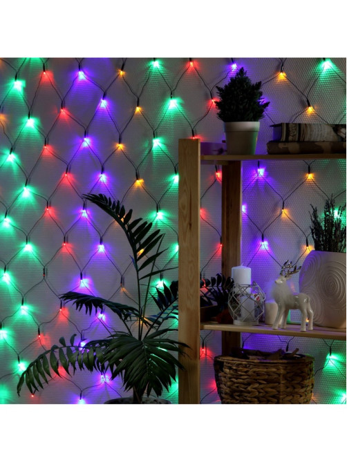 Гирлянда «Сеть» 1.6×1.6 м, IP20, тёмная нить, 144 LED, 8 режимов, 220 В, свечение мульти