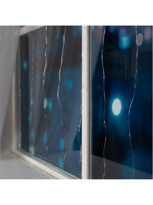 Гирлянда «Занавес» 1×1 м, роса, IP20, серебристая нить, 100 LED, свечение белое, 12 В