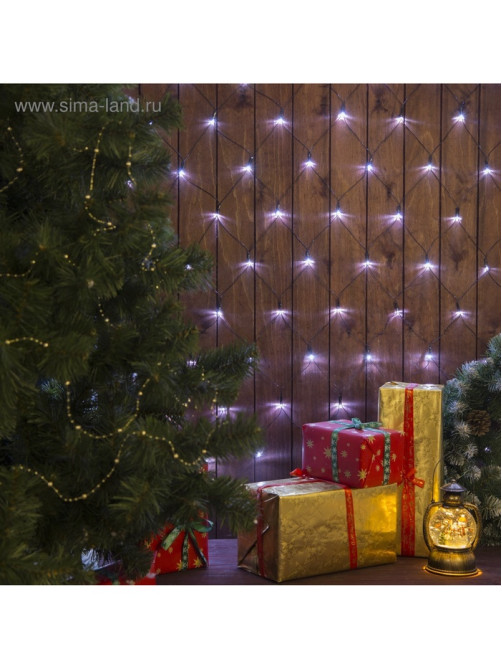 Гирлянда «Сеть» 1.6×1.6 м, IP20, тёмная нить, 144 LED, 8 режимов, 220 В, свечение белое