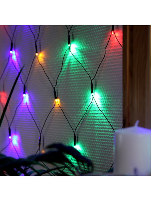 Гирлянда «Сеть» 1.6×1.6 м, IP20, тёмная нить, 144 LED, 8 режимов, 220 В, свечение мульти