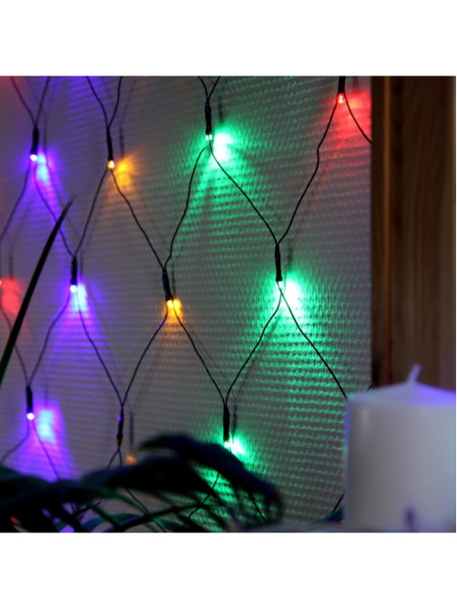 Гирлянда «Сеть» 2×2 м, IP20, тёмная нить, 224 LED, 8 режимов, 220 В, свечение мульти