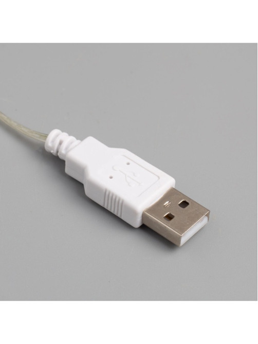 Гирлянда «Мишура» 2 м, роса, IP20, серебристая нить, 100 LED, свечение белое, USB