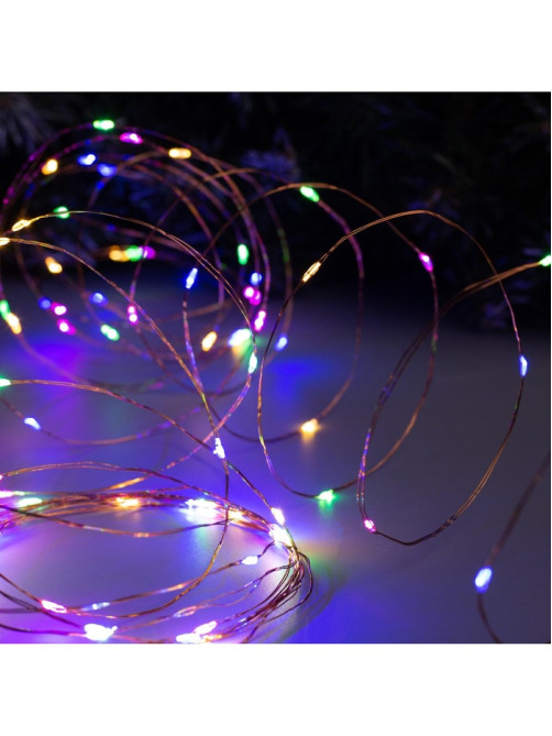 Гирлянда «Нить» 10 м, роса, IP20, медная нить, 100 LED, свечение мульти, 12 В