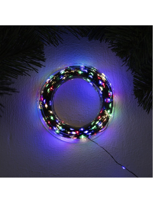 Гирлянда «Нить» 50 м, роса, IP44, зелёная нить, 500 LED, свечение мульти, 8 режимов, 31 В