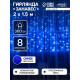 Гирлянда «Занавес» 2×1.5 м, IP20, прозрачная нить, 360 LED, свечение синее, 8 режимов, 220 В