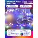 Гирлянда «Мишура» 1 м, роса, IP20, серебристая нить, 100 LED, 2 режима, от батареек АА×3, свечение мульти