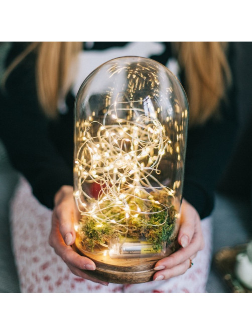 Гирлянда «Нить» 5 м, роса, IP20, серебристая нить, 50 LED, 2 режима, от батареек АА×3, свечение тёплое белое / мульти