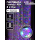Гирлянда «Занавес» 2×3 м, роса, IP20, серебристая нить, 450 LED, свечение мульти, 8 режимов, 220 В