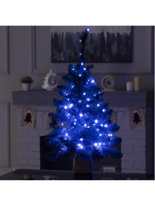 Гирлянда «Нить» 5 м, роса, IP20, серебристая нить, 50 LED, пульт ДУ, свечение RGB, USB