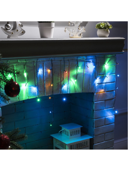 Гирлянда «Бахрома» 3×0.5 м, IP20, тёмная нить, 80 LED, свечение мульти, 8 режимов, 220 В