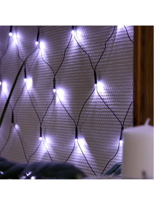 Гирлянда «Сеть» 1.6×1.6 м, IP20, тёмная нить, 144 LED, 8 режимов, 220 В, свечение белое