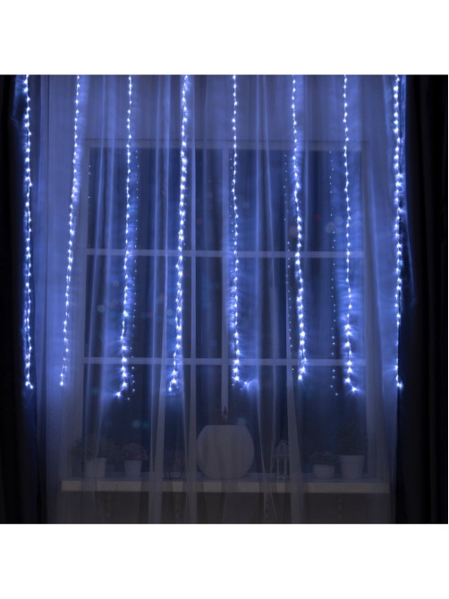 Гирлянда «Водопад» 2×1.5 м, IP20, прозрачная нить, 400 LED, свечение белое, 8 режимов, 220 В