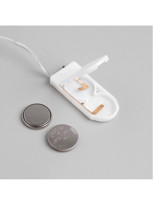 Гирлянда «Нить» 2 м роса, IP20, серебристая нить, 20 LED, батарейки CR2032×2 (в комплекте), свечение белое