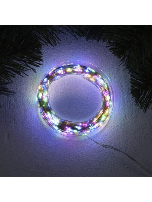 Гирлянда «Нить» 50 м, роса, IP44, серебристая нить, 500 LED, свечение мульти, 8 режимов, 31 В