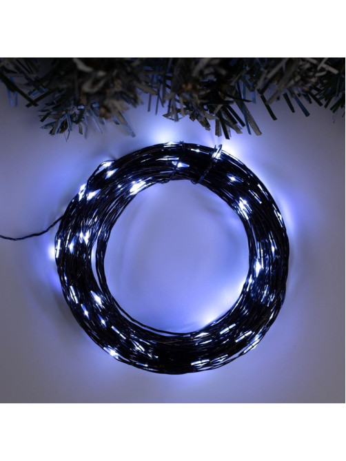 Гирлянда «Нить» 20 м, роса, IP20, чёрная нить, 200 LED, свечение белое, 12 В