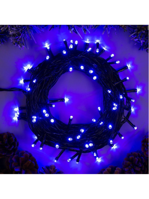 Гирлянда «Нить» 10 м, IP20, тёмная нить, 100 LED, 8 режимов, 220 В, свечение синее