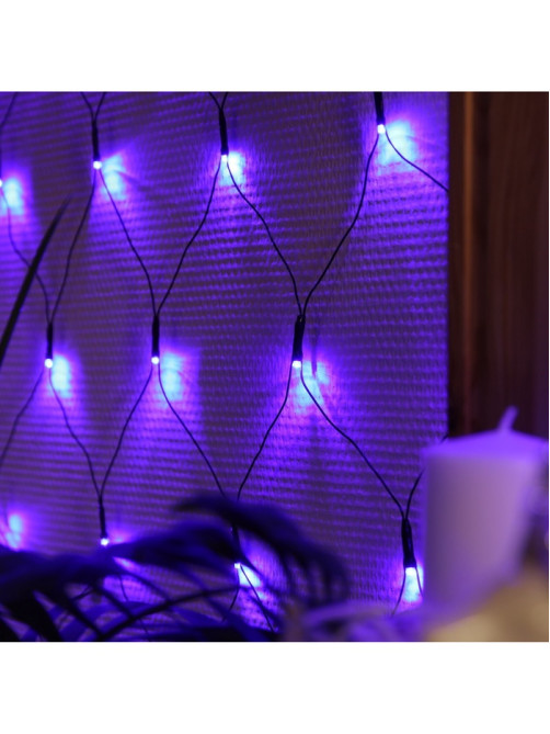 Гирлянда «Сеть» 2×2 м, IP20, тёмная нить, 224 LED, 8 режимов, 220 В, свечение синее