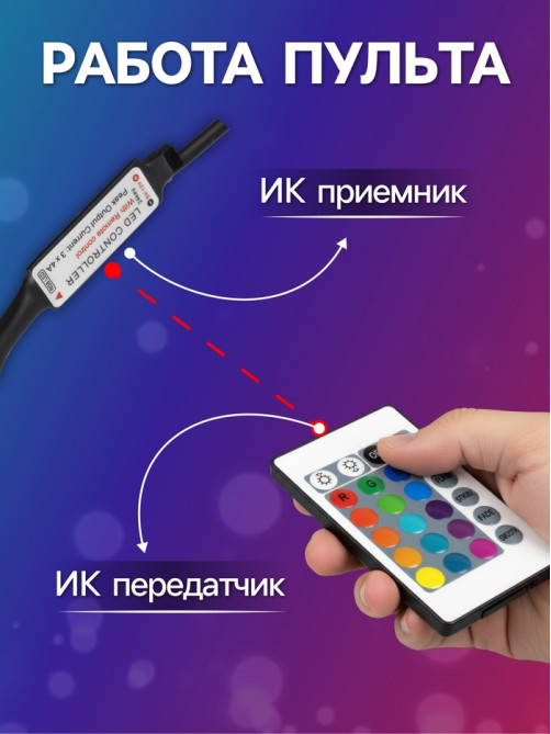 Гирлянда «Нить» 5 м, роса, IP20, серебристая нить, 50 LED, пульт ДУ, свечение RGB, USB
