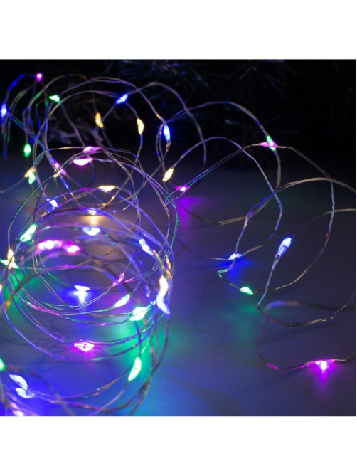 Гирлянда «Нить» 10 м, роса, IP20, серебристая нить, 100 LED, свечение мульти, 12 В