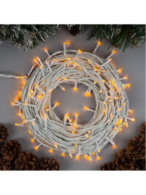 Гирлянда «Нить» 20 м, IP20, белая нить, 200 LED, свечение жёлтое, 8 режимов, 220 В