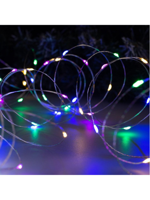 Гирлянда «Нить» 20 м, роса, IP20, серебристая нить, 200 LED, свечение мульти, 12 В