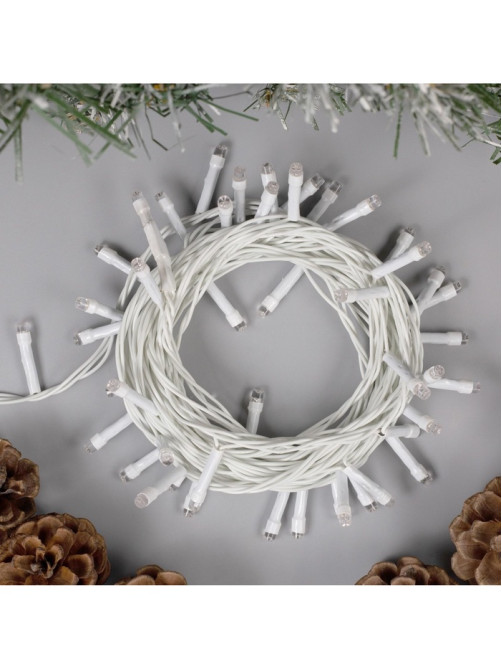 Гирлянда «Нить» 5 м, IP20, белая нить, 50 LED, 8 режимов, 220 В, свечение мульти