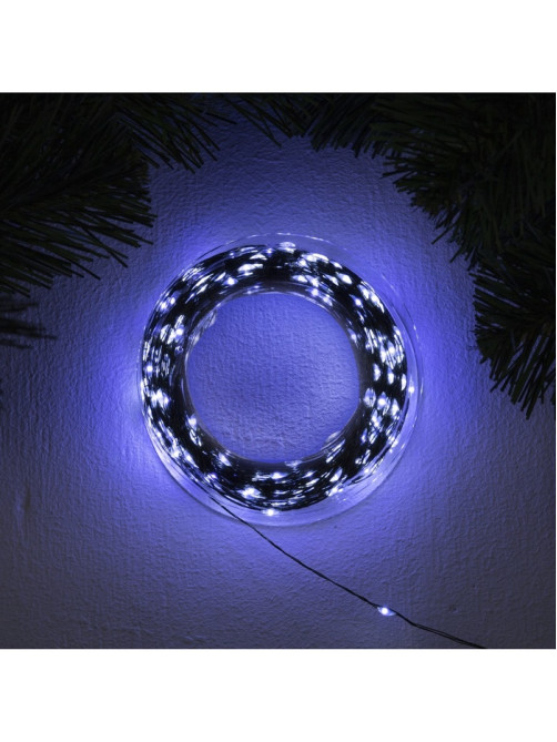Гирлянда «Нить» 50 м, роса, IP44, зелёная нить, 500 LED, свечение белое, 8 режимов, 31 В