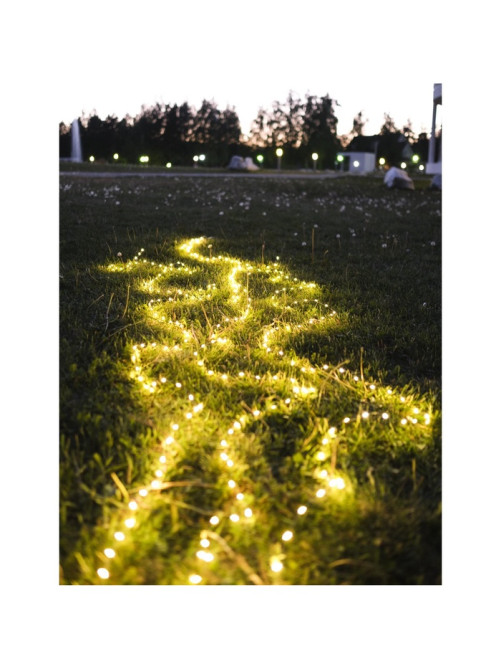Гирлянда «Нить» 20 м, роса, IP20, серебристая нить, 200 LED, свечение тёплое белое, 12 В