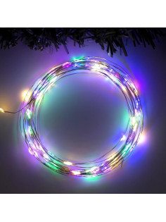 Гирлянда «Нить» 5 м, роса, IP20, серебристая нить, 100 LED, 2 режима, от батареек AAх3, свечение мульти