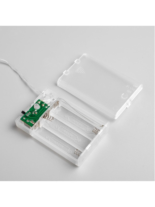 Гирлянда «Нить» 2 м, IP20, прозрачная нить, 20 LED, 2 режима, от батареек АА×3, свечение фиолетовое