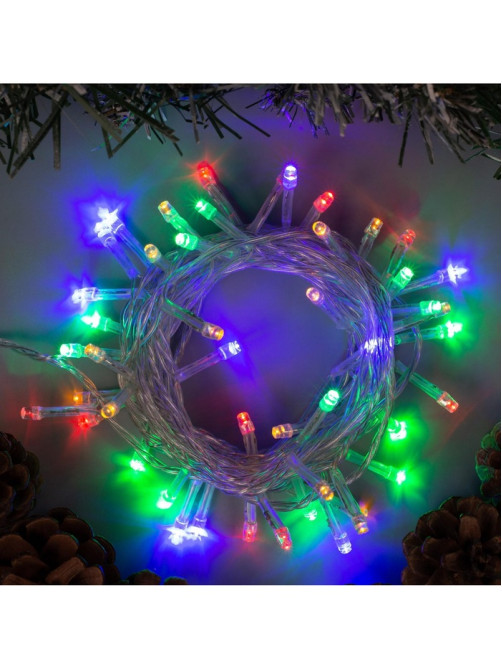 Гирлянда «Нить» 5 м, IP20, прозрачная нить, 50 LED, 8 режимов, 220 В, свечение мульти