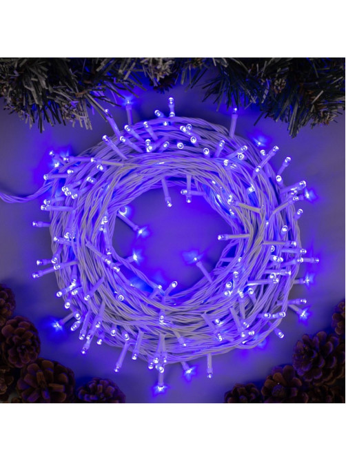 Гирлянда «Нить» 20 м, IP20, белая нить, 200 LED, свечение синее, 8 режимов, 220 В