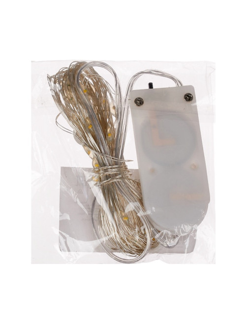 Гирлянда «Нить» 5 м роса, IP20, серебристая нить, 50 LED, батарейки CR2032×2 (в комплекте), свечение тёплое белое
